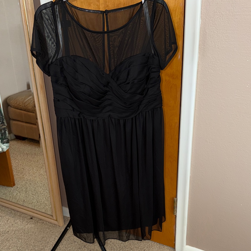 David's Bridal Black Midi Dress